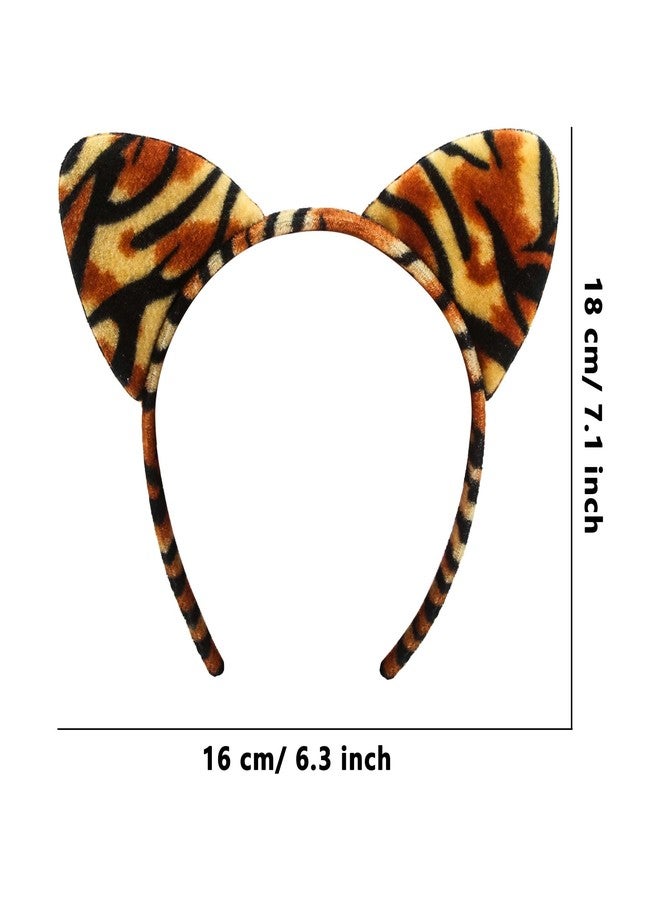 Haconba Animal Ear Headbands, 12 Pack - Cat, Tiger, Leopard, Cheetah, Giraffe, Zebra Ear Headband Hair Hoop Head Accessory for Halloween, Cosplay, Woodland, Jungle Animal Theme Party Favor - Image 2